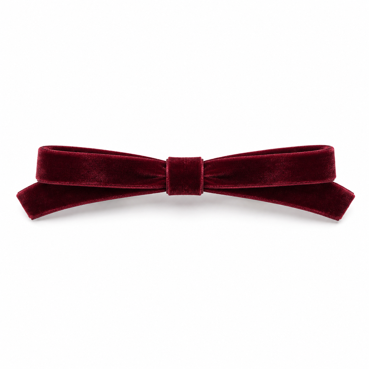 ROVQENIVA™ Rei Slim Velvet Bow Barrette — Wine Burgundy Japanese Hair Clip for Elegant Ponytails, Office Looks & Winter Styling
